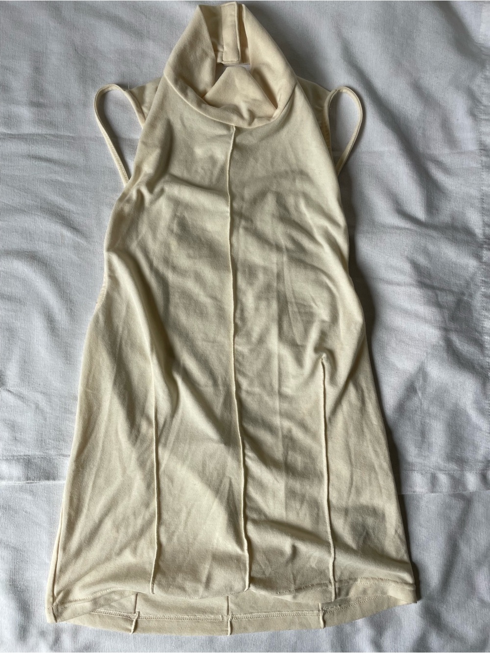 Reformation Cream Ribbed Sleeveless Mock Neck Top
